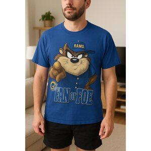 Vintage 1995 St. Louis Rams Looney Tunes Taz “Fan or Foe” T-Shirt Size L READ